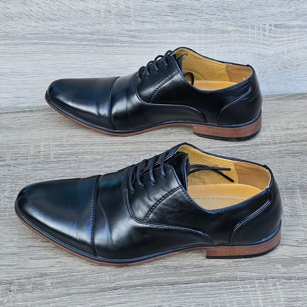 Terroni Italia Mens Black Cap‎ Toe Oxford Dress Shoes LA59 Size 7